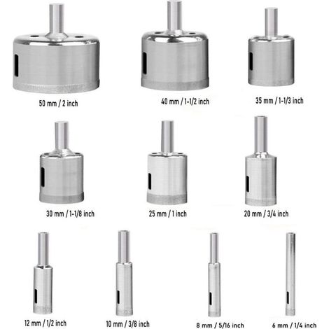Set mit 15 Diamant-Fliesenbohrern – Lochsägen-Set mit verstellbarer Lochsägenführung und hochwertigen Dreieckbohrern für Fliesen, Keramik, Glas, Porzellan und Marmor (1/3)