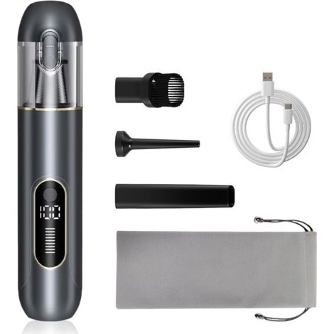 Aspirateur à main sans fil 13000 Pa, mini design pour auto, PC, canapé et maison. Nettoyage des fissures, fonction soufflage, batterie 1800 mAh. (1/4)