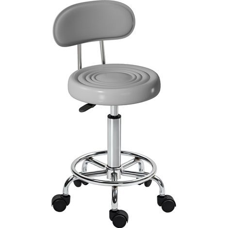 Taburete giratorio con respaldo ajustable piel sintetica gris 211774352 211774352 (1/5)