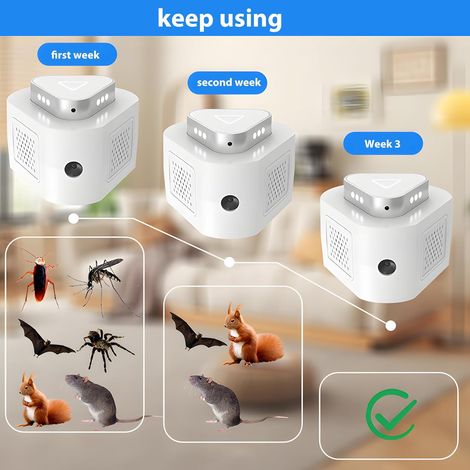 Repellente per topi a ultrasuoni, repellente per topi efficace a 360°, onde luminose ultrasoniche, innocuo per il corpo umano, repellente per topi, repellente per ratti a ultrasuoni (1/4)