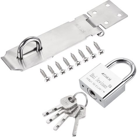 Loquet de porte à clé différente de 5 pouces avec vis pour cadenas, argenté (1/5)