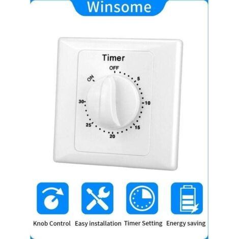 Minuteur électronique 220V – Compte à rebours 30min – Installation ouverte – Commande simple – Protection ignifuge – Blanc – 8686mm (1/5)