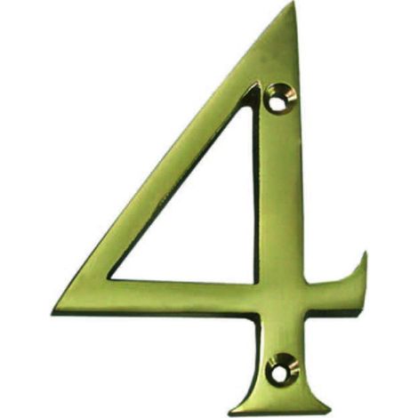 Numero civico 4 inglese in ottone lucido - 5 pz