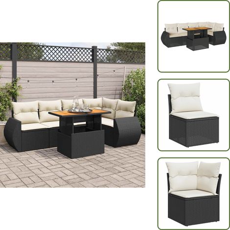 vidaXL Salon de jardin 6 pcs avec coussins noir résine tressée (1/5)