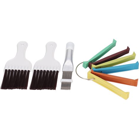 Brosse de nettoyage pour ailettes de climatiseur, peigne métallique pour ailettes de condenseur, redresseur d'ailettes de radiateur (1/5)