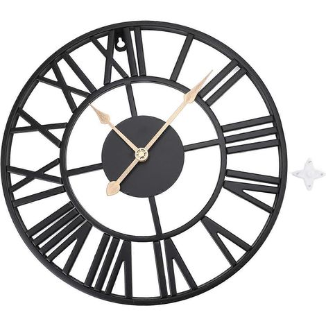 Metall-Wanduhr, batteriebetrieben, geräuschlos, rund, großer Retro-Stil, aus Eisen, für Wohnzimmer
