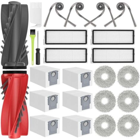 Qrevo S5V Accessories for Roborock Qrevo Curv/Qrevo Edge S5A / Qrevo Curv S5X/ Qrevo Edge S5V Replacement Parts: 6 Bags, 2 Main Brushes, 4 Filters, 6 Cloths, 4 Side Brushes (1/4)