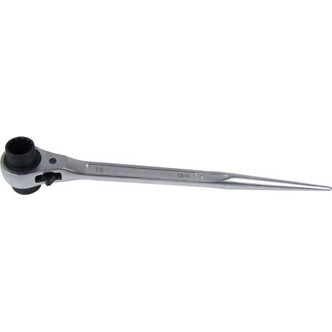 Cliquet à échafaudage 315 mm – Clé à douille 19/22 mm – Acier CR-V chromé mat – 24 dents pour fixations rapides – Berger & Schröter (1/5)