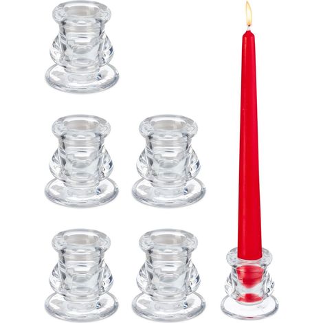 Portavelas de cristal con 6 piezas