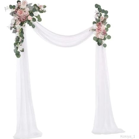 Kit de nœuds de mariage en fleurs artificielles, guirlande de bouquet drapé blanc et rose (1/4)