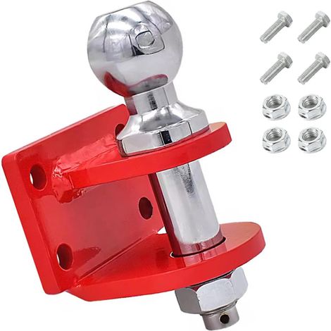 Attelage Remorque,Barre de remorquage Droite à Tige Longue,Tête sphérique de 70,8 mm,4 Trous pour vis,Convient à Tous Les modèles de véhicules,avec visserie(Rouge) (1/5)