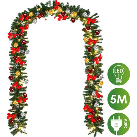 TolleTour Guirlande de Noël lumineuse 5 m, 100 LED blanc chaud, 8 modes, 320 branches, décorée (1/5)