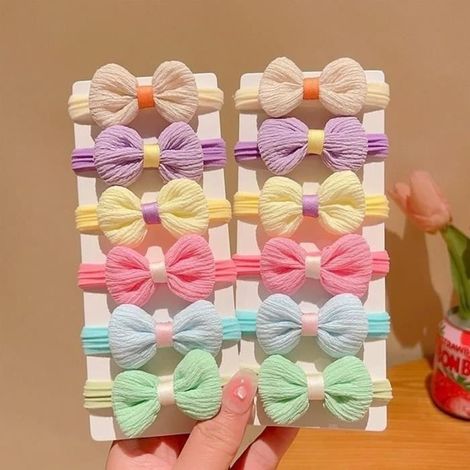 Élastiques à cheveux pour petite fille, élastiques à cheveux pour tout-petits - 6X bandes de cheveux avec nœud à fleurs (1/4)