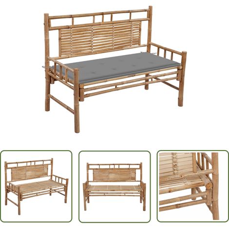 The Living Store Gartenbank mit Auflage 120 cm Bambus - Bambus Gartenbank - Gartenstuhl - Outdoor Möbel - Balkonmöbel - Sitzplatz Im Freien (1/5)
