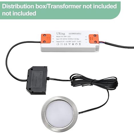 Spot Encastrable LED 12V 3,5W 3000K Blanc Chaud 300LM Extra Plat, Plafonnier Pour Meuble Avec Câble de 2m, Nickel (1/3)