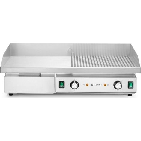 Grill, moitié lisse, moitié rainurée - 52x72xH24 cm - Hendi (1/4)