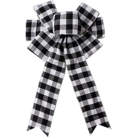 Nœud à carreaux noirs et blancs de style Buffalo pour couronne de Noël, nœud décoratif pour sapin de Noël, couronne pour porte d'entrée, décorations de Noël (1/5)