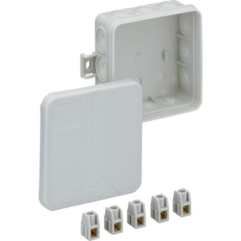 Spelsberg Caja de empalme, gris, grado de protección IP55, sección transversal máxima del conductor 2,5², resistencia al impacto IK07, clase de protección II, Ui 400V AC, VDE, libre de halógenos, 3324