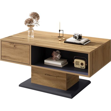 Table basse moderne avec rangement double face, grande étagère et compartiment intérieur supplémentaire – table de salon polyvalente au design pratique et organisé. (1/5)