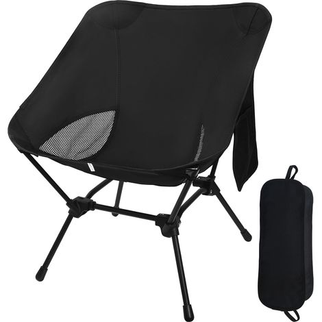 Chaise Pliante Camping, Portable, Leger, Pliant, avec Poche, Chaise Ultra Leger, Adaptée Au, à La Pêche, à La Plage, Aux Voyages, Noir (1/5)