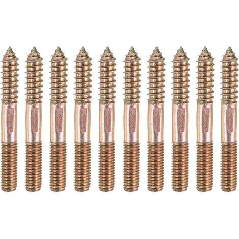 10 Pcs M10x80 Goujons A Tete Double, Acier Au Carbone Vis Auto-Taraudeuses Pour Bois Pour Pieds De Meubles En Couleur Zinc (1/5)