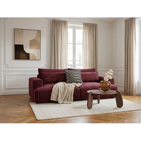 BOBOCHIC - Canapé droit fixe 3 places assise profonde TWINY tissu lisse Rouge