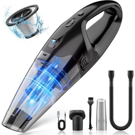 Aspirateur À Main - 6 kPa - Batterie Rechargeable 2000 mAh - Éclairage LED - USB - Pour Voiture Et Intérieur - 1 Pièce (1/5)