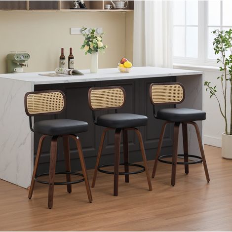 Chaise salle manger pivotante lot de 3 PU noir OKMYHOME (1/5)