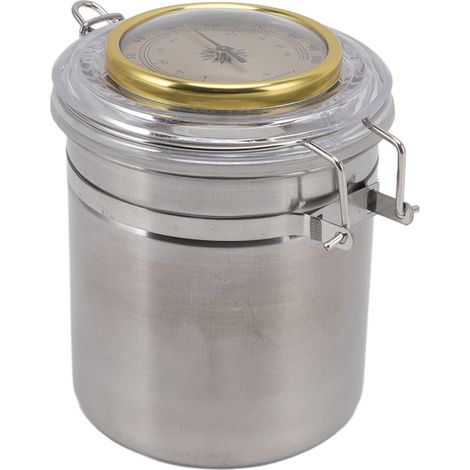 Pot à cigares en acier inoxydable avec joint en silicone et hygromètre, étanche, pour la maison, 96 mm x 129 mm / 3,8 x 5,1 pouces (1/5)