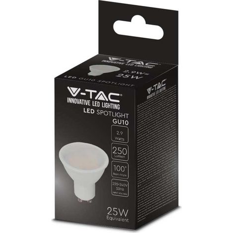 V-TAC VT-2333 LED Strahler 2,9W GU10 Strahler 100° satinierte Abdeckung kaltweißes Licht 6500K - 2989