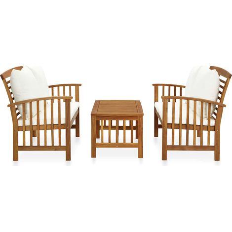 Maison Exclusive - Muebles de jardín 3 piezas con cojines madera (1/5)