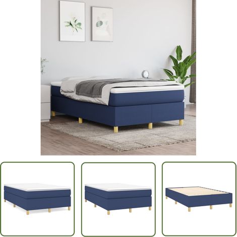 The Living Store Boxspringbett mit Matratze Blau 120x200 cm Stoff - Boxspringbett - Doppelbett - Betten Blau - Liegekomfort - Matratze (1/5)