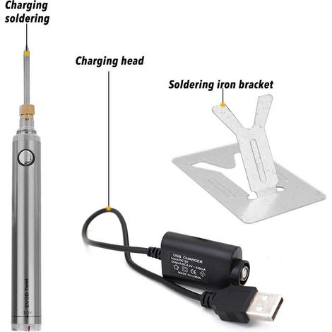 Fer à souder portable rechargeable par USB, fer à souder sans fil à batterie, prise USB, kit d'outils de soudage et de réparation pour l'extérieur (1/5)
