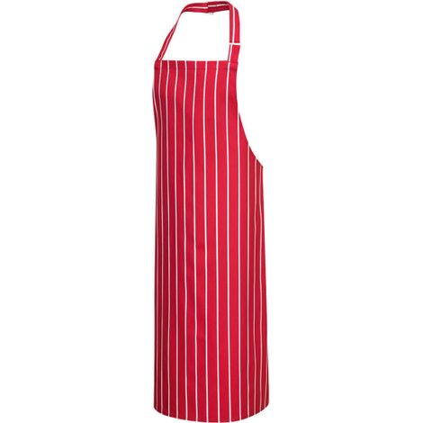 Delantal de Carnicero Profesional de Algodón / Rojo Blanco