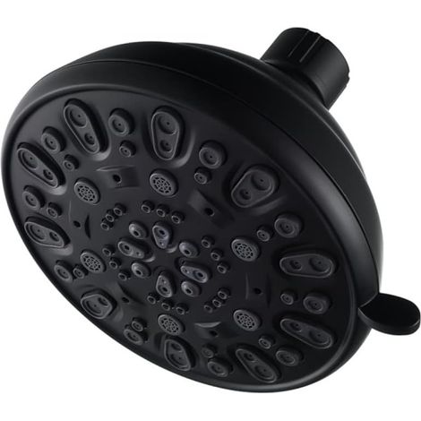 Cabezal de ducha de alta presión, cabezal de ducha fijo tipo lluvia, 7 modos de pulverización (negro) (1/5)