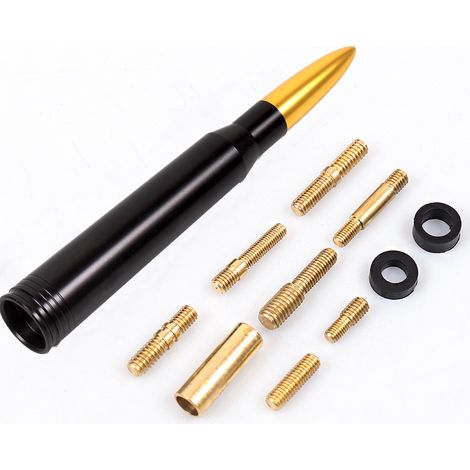 Car modification accessories, decorative roof antenna, bullet antenna, suitable for off-road vehicles, aluminum alloy short antenna - yellow (1/4)
