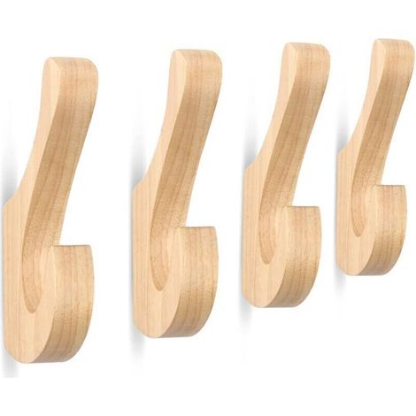 Wooden Wall Hooks – Double Hooks for Coats, Hats, Umbrellas, Bathrobes and Towels – Mounting Hardware Included (1/5)