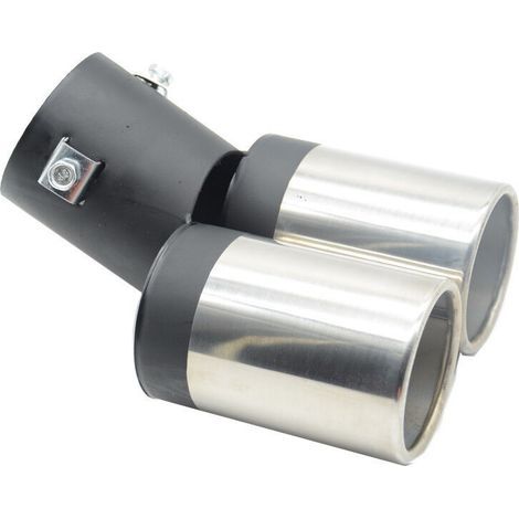 Tuyau d'échappement en acier inoxydable pour voiture, double tuyau, pointe de silencieux, queue en Y noire et argentée (1/5)