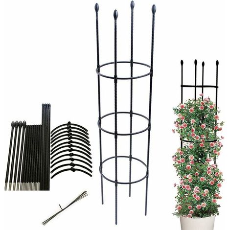 Obélisque de jardin, support de plantes grimpantes, cage à tomates stable, treillis de jardin, cage de culture de légumes, fleurs et fruits grimpants pour le jardin, balcon - hauteur de la plante 133c (1/5)