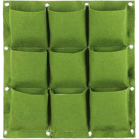 Sacs de plantes suspendus muraux, sacs de plantation verts verticaux, avec sac de plantes de jardin à 9 poches (1/5)