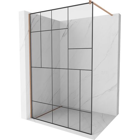 Mexen Kioto Walk-in Duschwand 110 x 200 cm, schwarze Struktur 8 mm, gebürstetes Kupfer - 800-110-101 (1/5)
