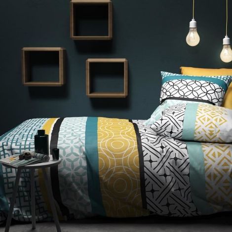 Parure de lit housse de couette avec taie d'oreiller 100% Coton 57 fils Citedor 220x240 cm