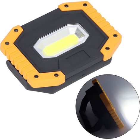 Lampe de travail COB, lampe torche d'urgence, projecteur portable, rechargeable par USB, support rotatif à 180°, étanche, idéale pour l'extérieur, le camping, la randonnée, la réparation automobile et (1/5)