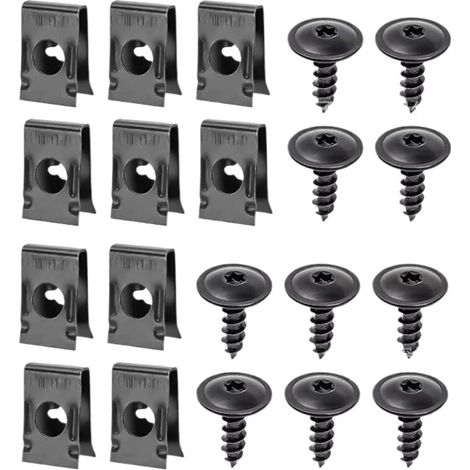 Kit d'Attaches U et Vis pour Voiture - Lot d'Agrafes et Vis pour Véhicules - Accessoires Réparation Fixation Antirouille pour Camping-Cars Camions Habillage Intérieur Pare-Chocs (1/5)