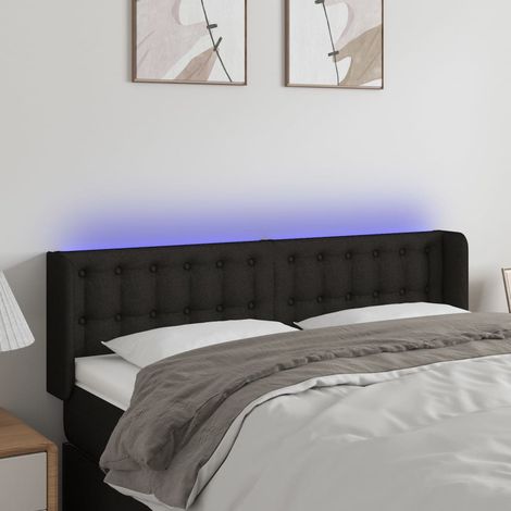 Tête de lit à LED - Design industriel - Pour Lit adulte - Noir 147x16x78/88 cm Tissu Chic-541363 (1/5)