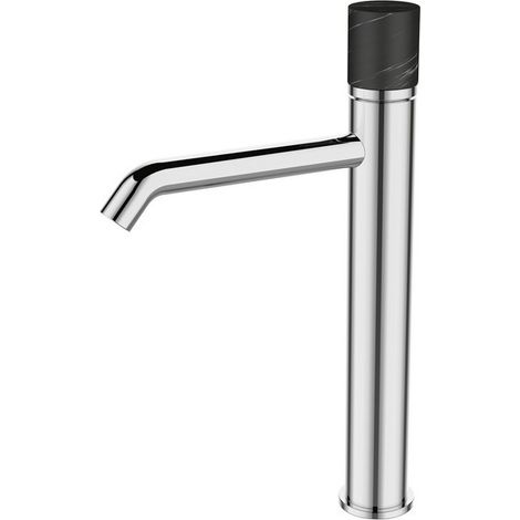Miscelatore lavabo alto finitura cromo con dettaglio in marmo nero  MARMO-NERO kamalu