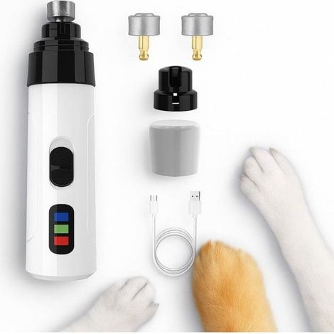 Ponceuse Ongles Chien Chat - Sans Fil USB - 2 Vitesses - 3 Embouts Diamantés - Pour Toilettage à Domicile - 1 Pièce (1/5)
