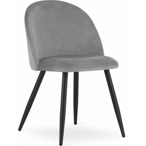 Fauteuil Bello - velours gris clair / pieds noirs x 1 (1/5)