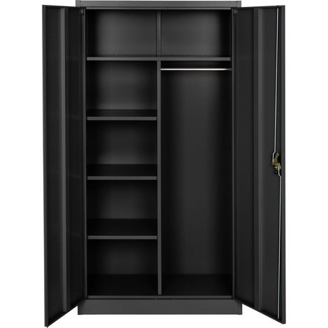 Vestuario metálico 5 niveles 90 cm con armario integrado negro 080000440
