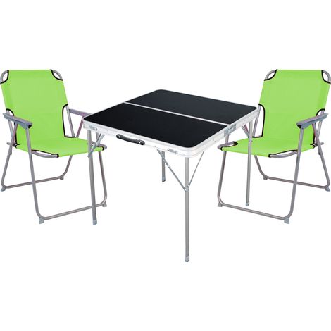 3-teiliges Campingmöbel Set schwarz 80x80x70cm Lime-MMC330883B+2xMPO2600LG (1/4)